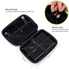 AirCase Hard Disk Cover Case for 2.5 Inch HDD SSD - Ballistic Nylon Rugged Shell, Anti-Press | Felt Lining, Water Resistant | Mesh Pocket for Cable, Charger, Earphone (Black)