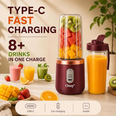 Juicer for Home ^ Lacossi Juicer Mixer Grinder with 1500mAh Battery, 6 Blades 3Gears Fast Blending, 2-Jar Capacity (400ml*2) | 40 Watts Bullet Rechargeable Portable Personal Juicer