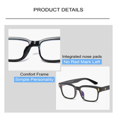 SYGA Anti-Blue Light Protection Flat Glasses For Men And Women Retro Square Frame(Black frame)