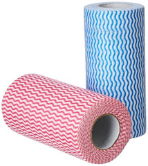 Amazon Brand - Presto! Non-Woven Kitchen Towel Roll | 80 Pulls (Pack of 2) | Size: 23 x 21 cm | Wavy Pattern (Red & Blue) | Washable and Reusable | Highly Absorbent | For Daily Use