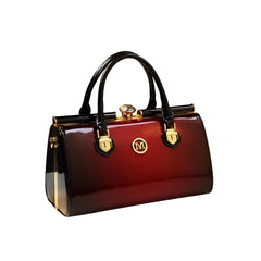 SYGA Women's Elegant Patent Leather Handbag | Rhinestone Clip Shoulder & Messenger Bag | Luxury Glossy Finish Purse