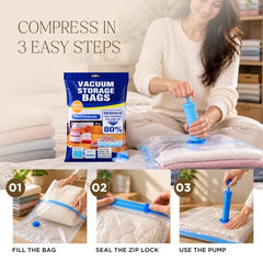 Scalenest Vacuum Bags for Travel, Space Saver Bags 5 Pack (1 Large 2 Medium 2 Small) Compression Storage Bags for Clothes,Blanket,Bedding & Quilt, Airtight reuseable Packing Ziplock Bag with Hand Pump