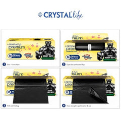 Crystal Scented Garbage Bags Black, Medium 19x22 Inches, 120 Bags | Jasmine Scented, 30 Pcs/Roll x 4, Tie-String, Wet & Dry Waste