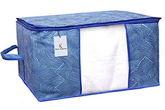 Kuber Industries 2 Pcs Blankets/Clothes Storage Bag | Heavy Duty Nylon 1680 Denier Underbed Storage Bag | Moving Bags with Strong Handle | Moisture Proof | Red & Blue