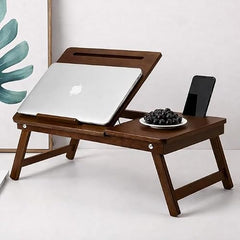 Brown Art Shoppee Laptop Table Adjustable Fold-able Coffee Table with one Drawer and I Ped Stand (Brown)