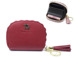 MOMISY PU Leather Women's Credit Debit Card Holder Money Wallet Purse Clutch (11 Slots Maroon)