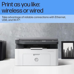 HP Laser MFP 1188w, Wireless, Print, Copy, Scan, Ethernet, Hi-Speed USB 2.0, Up to 21 ppm, 150-sheet Input Tray, 100-sheet Output Tray, 10,000-page Duty Cycle, 1-Year Warranty, Black and White