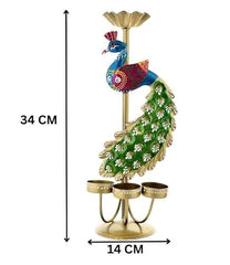 Festive Elegance Peacock Theme Decorative Tealight Stand | traditional handmade