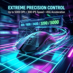 Offbeat Ivy Blutooth 5.2 + 2.4Ghz Wireless Gaming Mouse | Triple Device connectivity | 5000 DPI 1000 hz pollinng Rate 6D Button | 600 mAh Battery 100 Hours Playtime | Silent Click (Black)