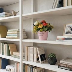 Dekorly Premium Artificial New Rose Flower with Pink Decorative Pot (Storage Large) – 22 cm Faux Flower Arrangement for Home Decor Living Room Bedroom Office Decor (1, Rose)
