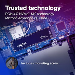 Crucial P3 Plus 2TB PCIe 4.0 3D NAND NVMe M.2 SSD, up to 5000MB/s - CT2000P3PSSD8