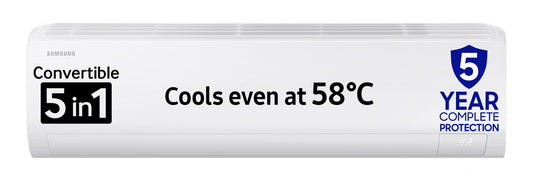 Samsung 1 Ton 3 Star Digital Inverter Split AC (Faster & Powerful Cooling even at 58 Degree C, 100% Copper, 5 year comprehensive warranty, 5 Step Convertible, AR50F12D0LHNNA, White)