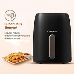 Crompton Ameo Edge 5L Digital Air Fryer, NutriGuard Technology, 10 Preset Menus, Interactive Digital Display, SilentPro Technology, Edge-to-Edge Design,1 Year Warranty (ACGAF-AMEO EDGE 5L)