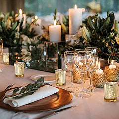 The Purple Tree Rose Gold Mercury Votive Tealight Candle Holders for Diwali and Christmas (Pack of 6) - Corporate Gifts, Home Decor, Decoration - Glass
