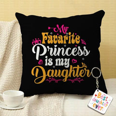 Gift for Daughter Birthday Special Birthday for Daughter Printed Cushion(12 inch X 12 inch with Filler with Keychian) Girls Pillow Daughters Day for Daughter and Girls (V) (D-5A)