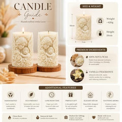 Decorative Fragrance Candle with Raised 3D Ivory Swirl Pillar Artwork | Long Burning Scented Candle for Home Décor, Living Room, Bedroom, Meditation Space, Table Decoration & Gift