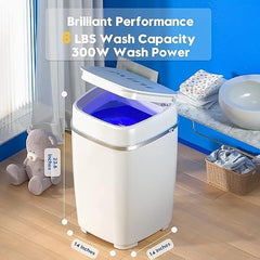HOMEAPPY Mini Top Loading Washing Machine || Steel Drum Portable Washing Machine with Anti Bacterial Function of Blue UV Light Rotary Controller for Compact Laundry || Washing Underwear Baby Clothes
