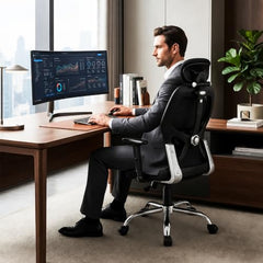 Oakcraft Matrix High-Back Ergonomic Mesh Office Chair with Height Adjustable Handrests & Tilt-Lock Mechanism — Breathable Mesh Back, 360° Swivel & Smooth Casters