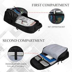 F Gear Trofeo Black 30L Premium Laptop Backpack | 2 Compartments & 2 Pockets | Durable Lightweight Water-Resistant Bag for Men & Women | Fits Upto 17 Inch Laptop | For College, Office & Travel