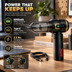 KKORE Typhoon Cordless Car Vacuum Cleaner 4-in-1 Vaccum Blower Inflate Deflate | 18000Pa Powerful Suction | 110000 RPM Brushless Motor | 6000mAh Battery | LED Display | 9 Attachments | 1 Year Warranty