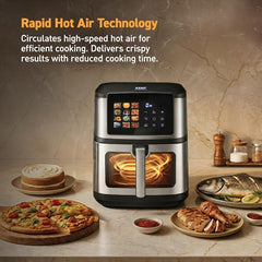 KENT Digital Air Fryer 5L | 1400W | Bake, Grill & Roast | Up to 80% Less Oil Usage | 8 Preset Menu | Rapid Heat Circulation | Digital Display & Touch Control Panel | Glass Window with in built Light
