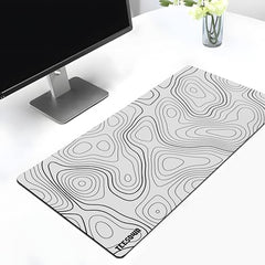 White Topographical XXL Gaming Deskmat 900x450mm – Extended Mousepad for PC