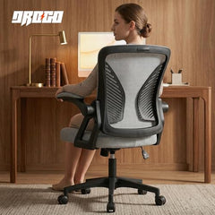 DROGO Comfortwing Premium Ergonomic Office Chair for Work from Home, High Back Computer Chair with Breathable Mesh, Armrest, Adjustable Seat, Rocking & Winged Back | Mesh Chair for Office (White/Blue)