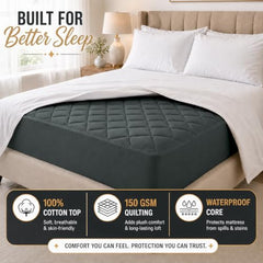Cloth Fusion Cotton Waterproof Mattress Protector, King 78x72 in | Navy Blue,100% Cotton Top, 150 GSM Polyfill, Leakproof TPU, Hypoallergenic, Elastic Fit, Quilted Bed Cover Protector