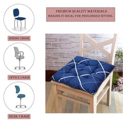 Kuber Industries Chair Pad|Chair Cushion Pad|Chair Cushion with Ties (Blue)