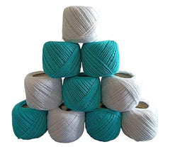 Crochet Cotton Thread Yarn Combo, 10 Rolls for Knitting, Crochet, Embroidery and Craft Making, Soft Decorative Thread for Handmade DIY Projects, Yellow & Green