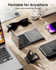 ProtoArc XK01 TP Foldable Keyboard with Touchpad, 0.65 in Keycaps, Gray