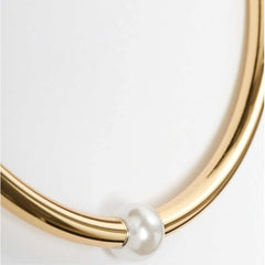SYGA Pearl Style Metal Copper Tube Short Fashion Necklace Jewellery For Women, Engagement, Gift, Party - Silver
