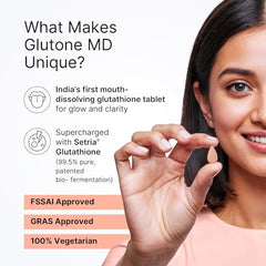 Glutone MD – Glutathione Mouth-Dissolving Tablets| Made with Setria L-Glutathione (Japan) 100mg| Radiant Glow & Even Skin Tone| Pack of 30 Tablets (Orange)