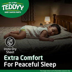 TEDDYY Easy Baby M Size Diaper Tape Style |126 Count (Medium) | 6-11 kgs (Pack of 2) | Quick Absorbency | Extra Super Soft | Anti - Bacterial | Wetness Indicator with Adjustable Grip Tapes