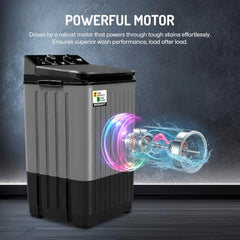 VW Visio World 8.5 kg semiautomatic Top Load Washer Only with Powerful Wash, V8 Supreme-Wash, Black/Grey