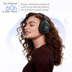 Zebronics Thunder Pro (2026 Upgrade) Wireless Headphones, BT v6.0, Up to 60h Playback, Dual Pairing, 40mm Drivers, ENC, Gaming Mode, Deep Bass, AUX & microSD, Rapid Charging (Black)