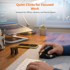 Amazon Basics Ergonomic Wireless Side Scroll Mouse with Multi-Device, Computer Mice with Smart Flying Scroll, Quiet Click, 5-Level DPI Upto 4800 for Computer, Laptop, iPad, Tablet, MacBook (Grey)