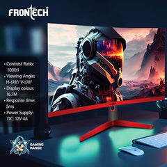 FRONTECH Ultima Series 24 Inch Curved LED Monitor, Refresh Rate 100Hz, 3500R Curve, Full HD 1080p, Built in Speaker, Bezel Less Design, HDMI & VGA Ports, 3 Years Warranty (MON-0088, White)