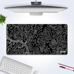 White Topographical XXL Gaming Deskmat 900x450mm – Extended Mousepad for PC