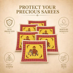 Choego New Season Wedding Print Saree Cover Pack of 12 | Zip closure, Doli Print Reusable storage bags, Ideal for bridal designer sarees, Wardrobe organizer, One side transparent