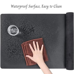 AROPANA Anti-Slip Extended Mouse Pad 90x45cm | PU Vegan Leather Desk Mat | Large Computer Desk Protector Pad with Suede Base for Keyboard, Laptop, Office & Home (Grey)