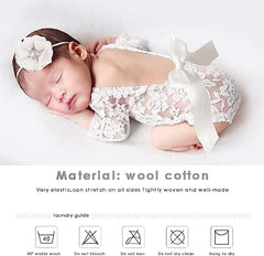 MOMISY Baby Photography Props, Dress & Headband for Kids Parties Anniversaries Photography, White