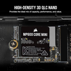 Corsair MP600 CORE Mini 2TB M.2 NVMe PCIe x4 Gen4 2 SSD – M.2 2230 – Up to 5,000MB/sec Sequential Read – High-Density QLC NAND – Great for Steam Deck, ASUS ROG Ally, Microsoft Surface Pro – Black