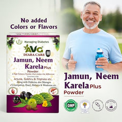 AVG Health Organics Diaba Care Karela Jamun Neem Powder 200g | Pack of 4 | Diabetes Control Ayurvedic Supplement with Arjuna, Gokhru & Triphala | Helps in Relieving Constipation | AYUSH & GMP Certified