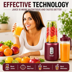 Juicer for Home ^ Lacossi Juicer Mixer Grinder with 1500mAh Battery, 6 Blades 3Gears Fast Blending, 2-Jar Capacity (400ml*2) | 40 Watts Bullet Rechargeable Portable Personal Juicer