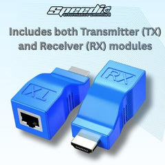 Speedio HDMI Extender Over Ethernet – HDMI to RJ45 Converter Kit (TX/RX), Supports 1080p Full HD, Up to 30M/98ft via Cat5e/6 LAN Cable for HDTV, PS4, STB, Projector - Pack of (2)