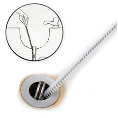 Syga Flexible Iron and Plastic Water Pipe Drain Long Hair Bath Plug Overflow Unblocker Stick Sink Cleaning Brush (45 cm, White)