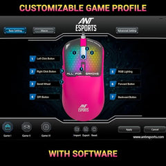 Ant Esports Virtus100 Wired RGB Gaming Mouse | Light Weight |6D Durable Buttons | High Performance Up to 12800 DPI 1000Hz Polling Rate | AI Sensor | 20M Click | Software Support Esports Mouse_ White