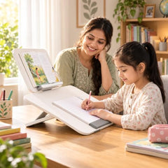 Sunchhaya Acrylic Book Stand for Reading – Clear Adjustable Book Holder with 360° Rotating Base, Foldable Reading Stand for Desk, Cookbook, Tablet & Laptop Stand, Height & Angle Adjustable (R22H)