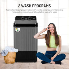 VW Visio World 8.5 kg semiautomatic Top Load Washer Only with Powerful Wash, V8 Supreme-Wash, Black/Grey